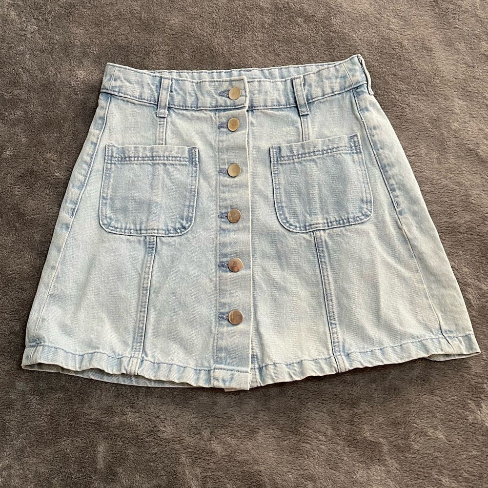 Vintage 90s Y2K Style Button Down light Wash Jean Skirt